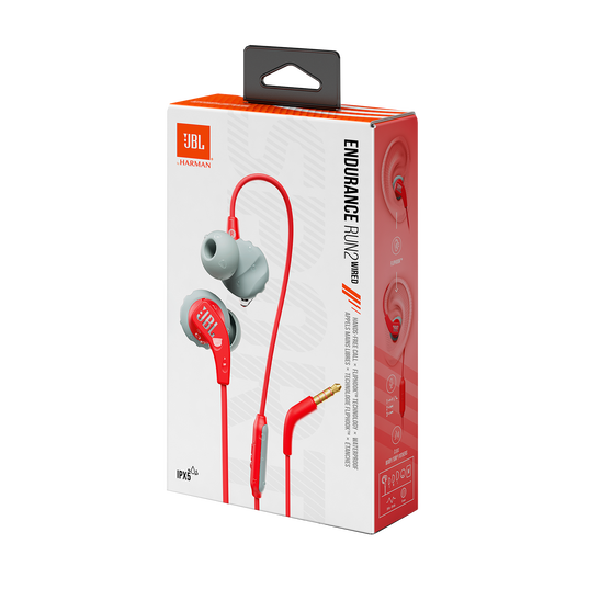 JBL Endurance Run 2 Wired - Coral Orange - Waterproof Wired Sports In-Ear Headphones - Detailshot 10